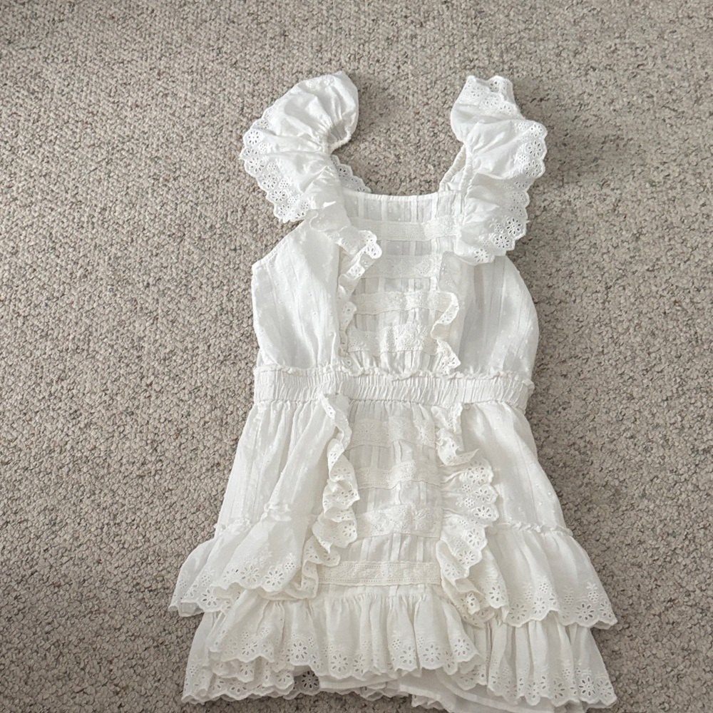 LoveShackFancy Elegant White Lace Dress